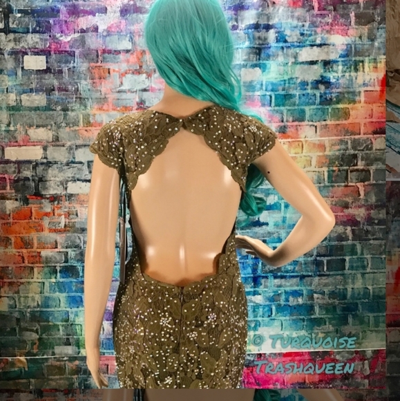 Jovani Olive green lace embellished dress - Picture 2 of 5